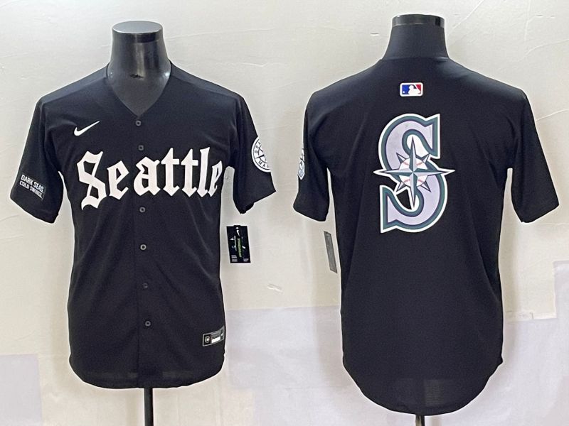 Men 2025 Seattle Mariners Blank black Five generations Joint Name Nike MLB Jersey style 15->seattle mariners->MLB Jersey